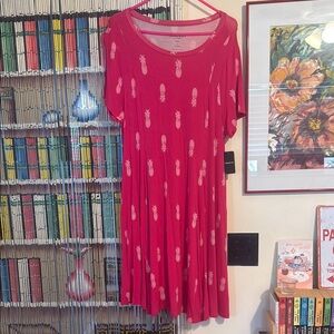 Torrid Pink and White Flutter Sleeve Midi Dress